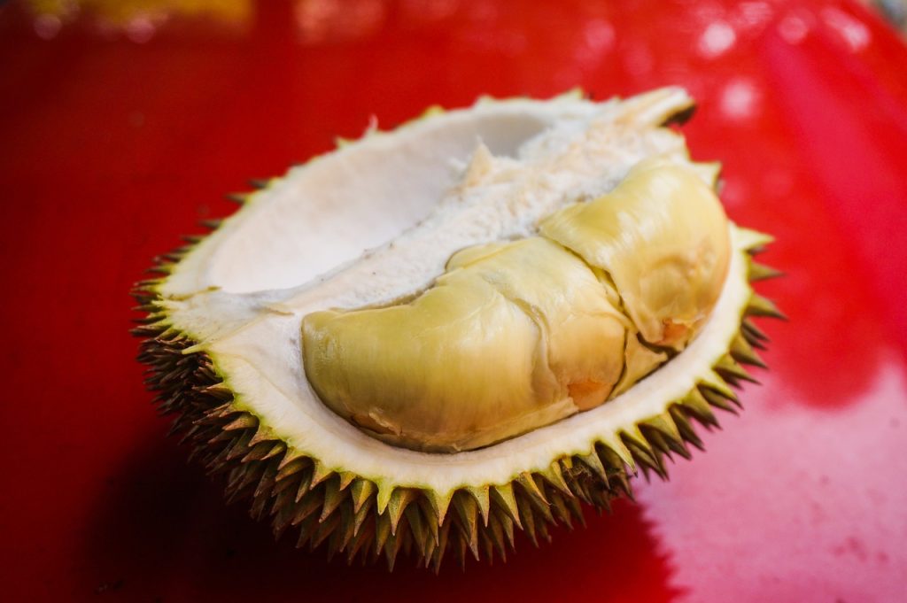 Durian slices on a plate – heart-healthy and fiber-rich
